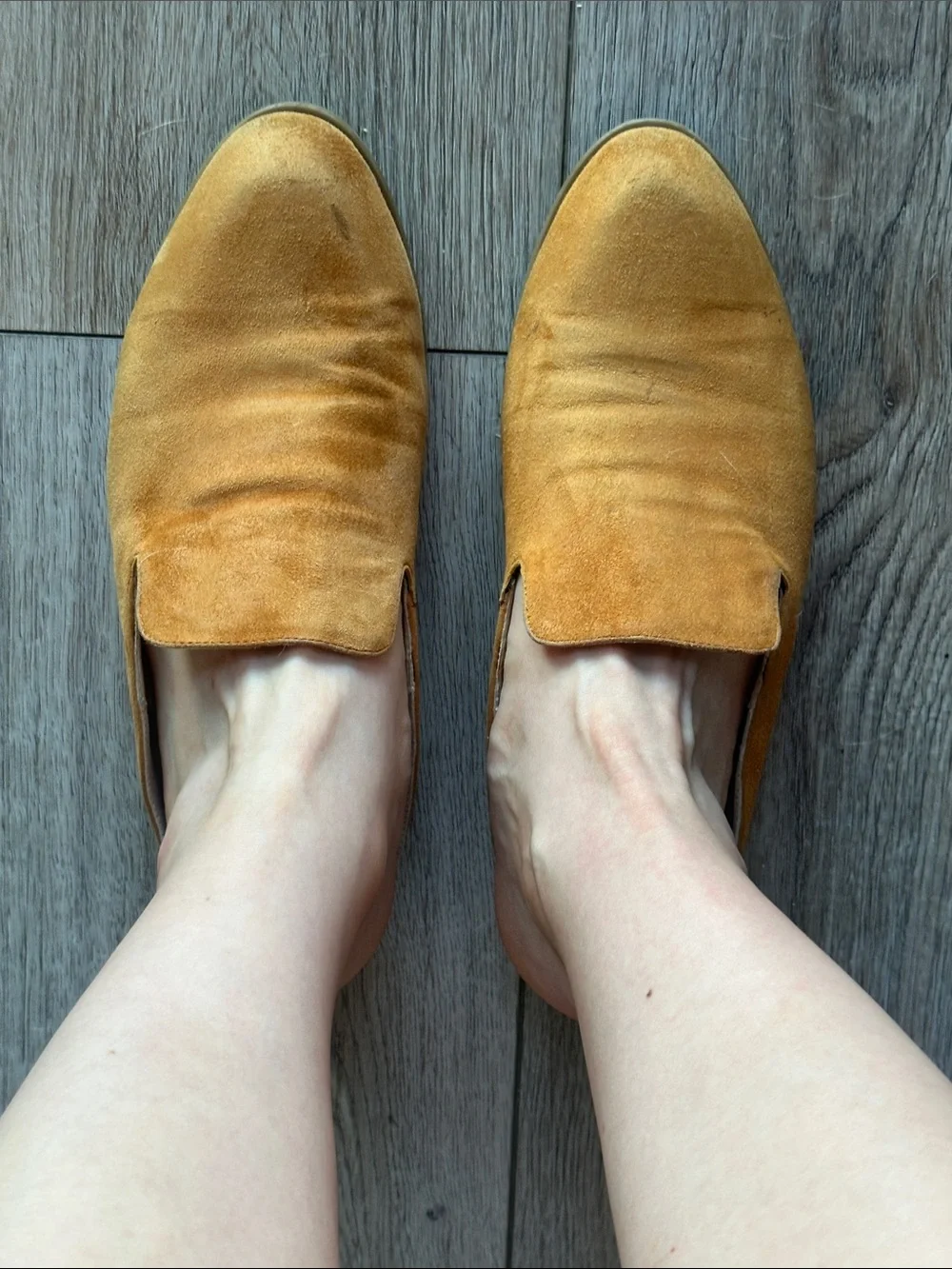 Suede Slip-On Loafers in Mustard Yellow - Women's Casual Flats
